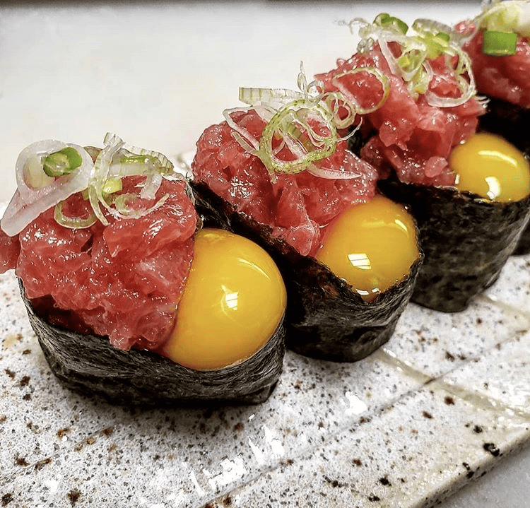 Quail egg sushi
